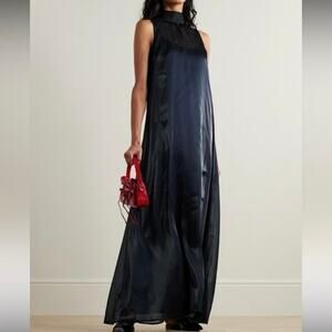 Staud Albee Maxi Dress In Midnight/Black Medium NWT